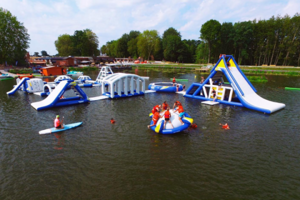 An Aquapark with Xtrem Tower Jump at Eau d'Heure Lakes
